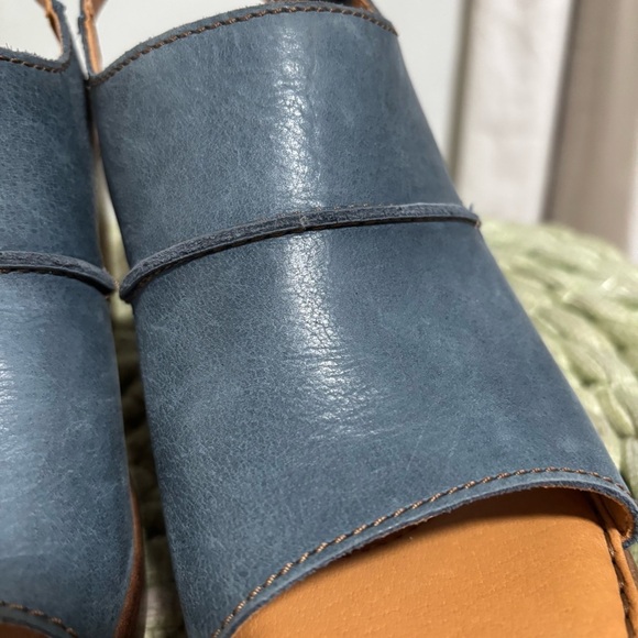 Born Wekiva Blue Leather Block Heel Slingback Dress Comfort Sandals NWT - Picture 4 of 8